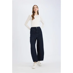 Barrel Fit Beli Lastikli Bilek Boy Cepli Yumuşak Jean Pantolon E3873AX25SP