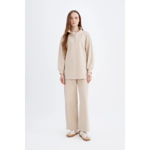Relax Fit Beli Lastikli Selanik Kumaş Basic Düz Triko Pantolon B4311AX24WN