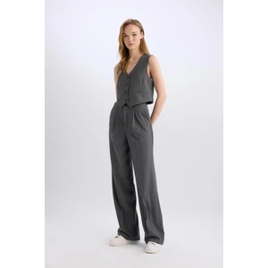Wide Leg Kumaş Palazzo Pantolon Çift Cepli Normal Bel Standart Boy Geniş Bol Paça D5066AX24AU