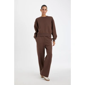 Straight Fit Kalın Kışılık Eşofman Altı Beli Lastikli Cepli Yüksek Bel Basic Düz B8571AX24WN