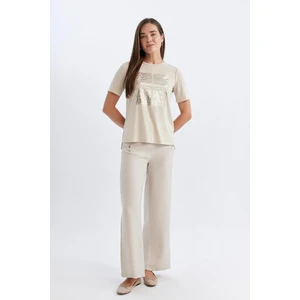 Wide Leg  Pantolon Geniş Bol Paça Basic Düz Düğmeli Cepli