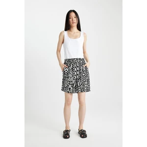 Yüksek Bel Desenli Geniş Paça Viskon Şort L7411AZ24HS