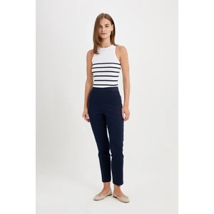 Sigaret Saten Kumaş Pantolon Lacivert Normal Bel Basic Düz Beli Lastikli Düz Paça J8743AZ24WN