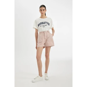 Mom Fit Yüksek Bel Kısa Paça Gabardin Şort D0042AX24HS