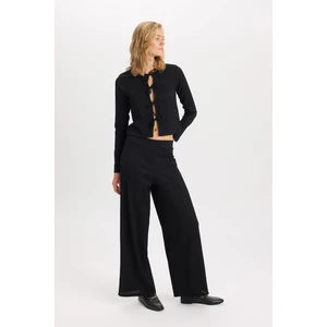 Wide Leg Geniş Bol Paça Beli Lastikli Basic Düz Bürümcük Pantolon D6300AX24AU