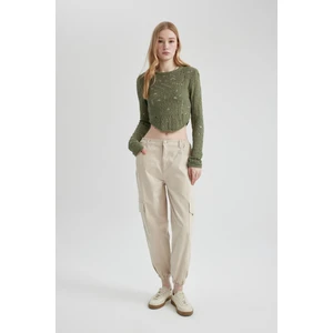 Coool Gabardin Jogger Pantolon Basic Düz Normal Bel Kargo Cepli