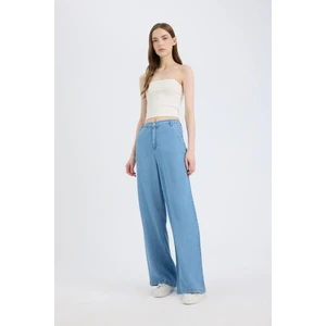 Pull On Wide Leg Yüksek Bel Uzun Tensel Yıkamalı Pantolon D8238AX25SM