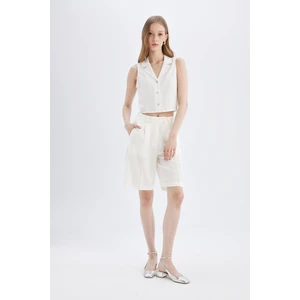 Yüksek Bel Kısa Paça Saten Şort D1326AX24SM