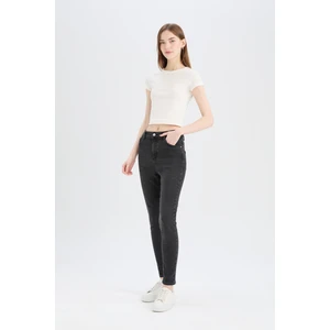 Skinny Fit Yüksek Bel Düz Paça Uzun Jean Kar Yıkamalı Pantolon D6601AX25SP