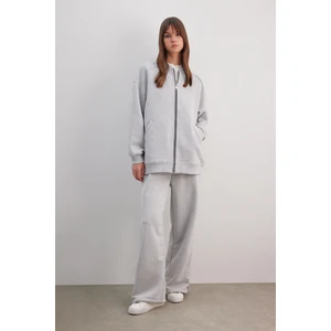 Wide Leg Geniş Paça Eşofman Altı Beli Lastikli Yan Fermuarlı Basic Düz C1818AX24SP