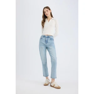 Mary Vintage Straight Fit Yüksek Bel Düz Paça Jean Kar Yıkamalı Pantolon D7981AX25SP