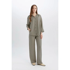Wide Leg Geniş Bol Paça Desenli Yüksek Bel Rahat Palazzo Pantolon C4042AX25SP