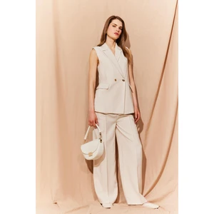 Wide Leg Tensel Kumaş Palazzo Pantolon Cepli Yüksek Bel Uzun Geniş Paça E8502AX25SM