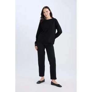 Pantolon Straight Fit Lastikli Bel Piliseli Basic Düz D4405AX24WN