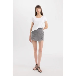 Yüksek Bel Mini Jean Şort Etek C0695AX24SM