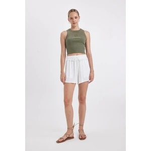 Regular Fit Normal Bel Düz Paça Krinkıl Viskon Şort A3532AX24HS