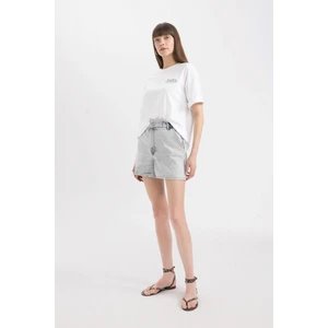 Paperbag Yüksek Bel Katlamalı Paça Jean Şort