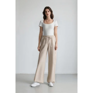 Coool Wide Leg Geniş Paça Keten Karışımlı Pantolon Kargo Cepli Yüksek Bel C0964AX24SM