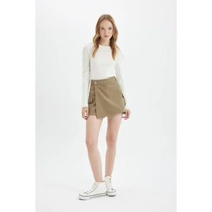 Regular Fit Normal Bel Kargo Cepli Gabardin Şort Etek D4991AX24AU