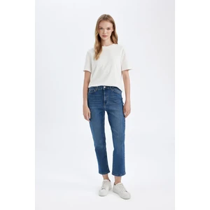 Mary Vintage Straight Fit Yüksek Bel Paça Ucu Kesik Bilek Boy Jean Yıkamalı Pantolon C7366AX24AU