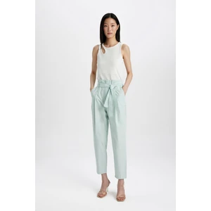 Gabardin Kumaş Pantolon Paperbag Cepli Yüksek Bel Kısa Paça Bilek Boy C7534AX24SM