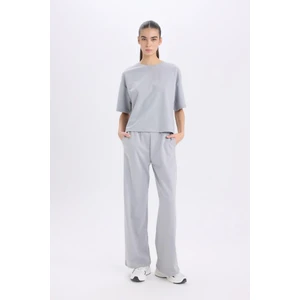 Wide Leg Geniş Paça Eşofman Altı Beli Lastikli Cepli Basic Düz D3759AX24AU