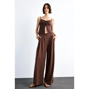 Beli Lastikli Geniş Paça Modal Pantolon F8507AX25SM