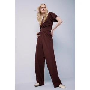 %100 Pamuk Wide Leg Basic Geniş Paça Premium Pantolon E5782AX25SP