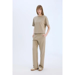 Wide Leg Geniş Paça Eşofman Altı Beli Lastikli Cepli Basic Düz D3759AX25SP