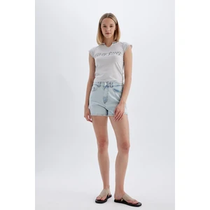 Mom Fit Yüksek Bel Dar Paça Jean Şort C0681AX24SM