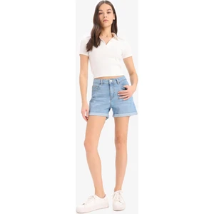 Normal Bel Yıkamalı Cepli Duble Paça Jean Şort E0701AX25SM