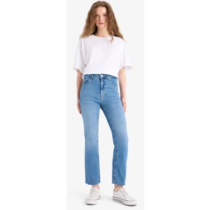 Crop Flare Fit Yüksek Bel Bilek Boy Jean Yıkamalı Pantolon E8018AX25SM