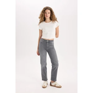 Comfort Straight Yüksek Bel Bilek Boy Jean Yıkamalı Pantolon E3413AXNS