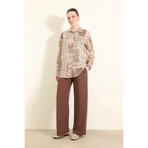 Regular Fit Cepli Krep Geniş Paça Palazzo Pantolon E5759AX25SP