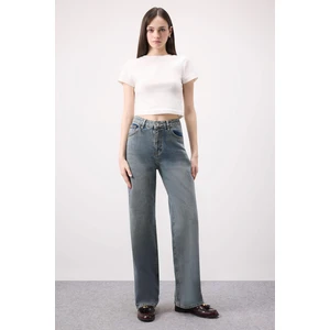 90'S Wide Leg Yüksek Bel Uzun Jean Yıkamalı Pantolon D6617ax25sp