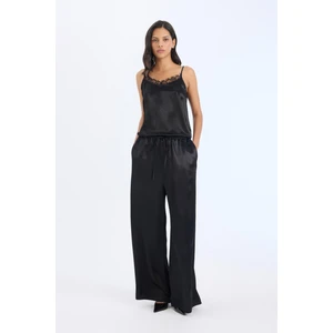 Wide Leg Saten Kumaş Pantolon Yüksek Bel Geniş Bol Paça E3021AX24AU