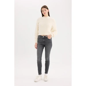 Skinny Fit Yüksek Bel Düz Paça Uzun Jean Görünümlü Yıkamalı Pantolon D5047AX24CW