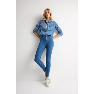 Jegging Yüksek Bel Bilek Boy Dar Paça Basic Düz Jean Pantolon B7498AX24AU