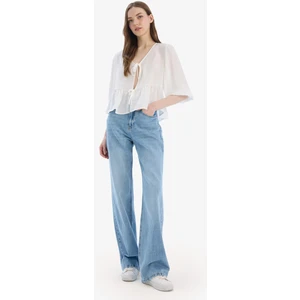 Straight Wide Yüksek Bel Uzun Jean Yıkamalı Pantolon E3190AX25SP