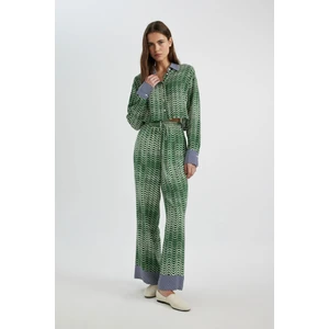 Wide Leg Maroken Kumaş Pantolon Geniş Bol Paça Desenli Yüksek Bel Uzun Boy C6194AX24SM