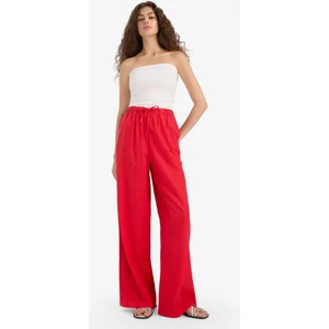 Wide Leg Çift Cepli Beli Lastikli Standart Boy Keten Karışımlı Pantolon E1981AX25SM