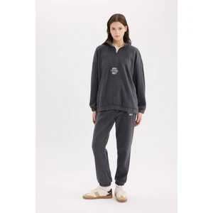 Standart Fit Polar Eşofman Altı Beli Bağcıklı Lastikli Paça Cepli Baskılı Uzun Boy Y2650AZ24WN