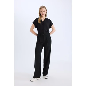 Wide Leg Klasik Kumaş Pantolon Basic Düz Geniş Bol Paça Çift Cepli Yüksek Bel Standart Boy D4360AX25SP