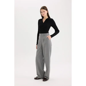 Klasik Kumaş Palazzo Pantolon Wide Leg Geniş Bol Paça Çift Cepli Yüksek Bel Standart Boy Basic Düz D4360AX25SP