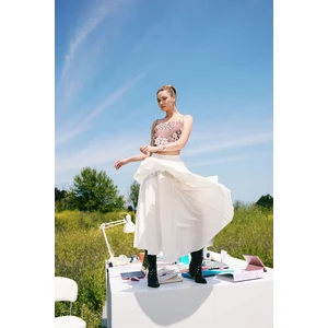 Afra x DeFacto A Kesim Normal Bel Astarlı Poplin Maxi Etek F7388AX25SM