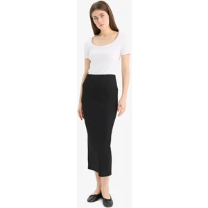 Yüksek Bel Fitilli Kaşkorse Basic Düz Maxi Siyah Kalem Etek C4497AX25SP