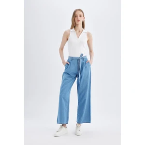 Wide Leg Yüksek Bel Kuşaklı Geniş Paça Uzun Jean Pantolon D2433AX24SM