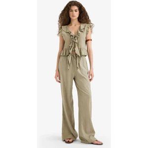 Wide Leg Çift Cepli Normal Bel Standart Boy Pantolon D1009AX25SP