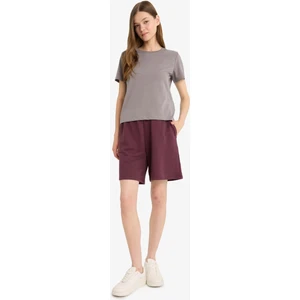 Coool Beli Lastikli Cepli Bordo Bermuda Şort F5188AX25SM