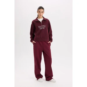 Straight Fit Beli Lastikli Cepli Yüksek Bel Kalın Basic Düz Eşofman Altı B8571AX24WN